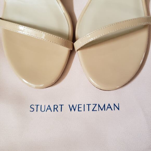 Stuart‎ Weitzman Nudistsong Heels Adobe 8.5 STUA-WZ128 Tan Brown Patent Leather - Picture 1 of 16